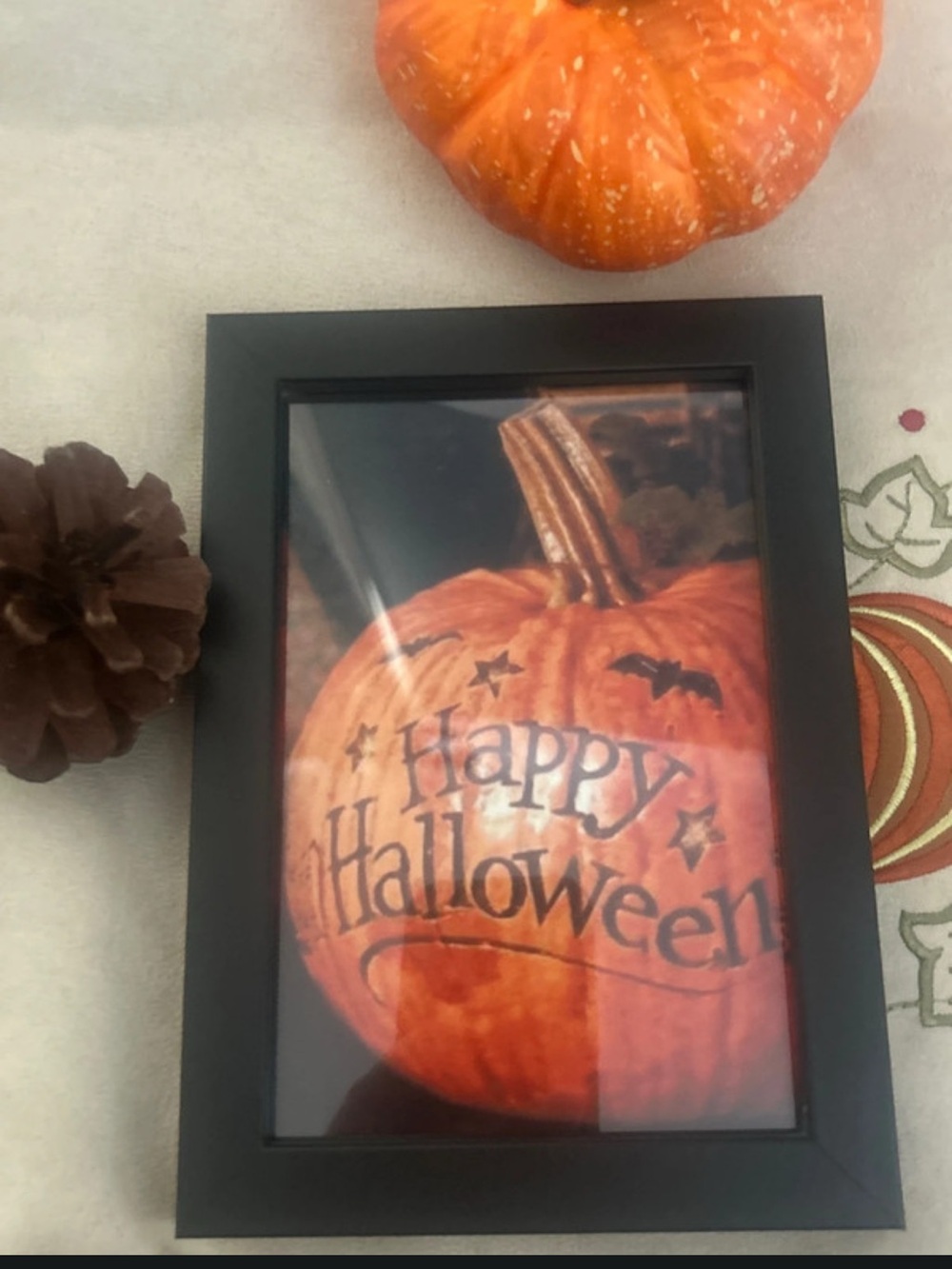 Black Framed Halloween Pumpkin Framed Art - Happy Halloween New 4x6